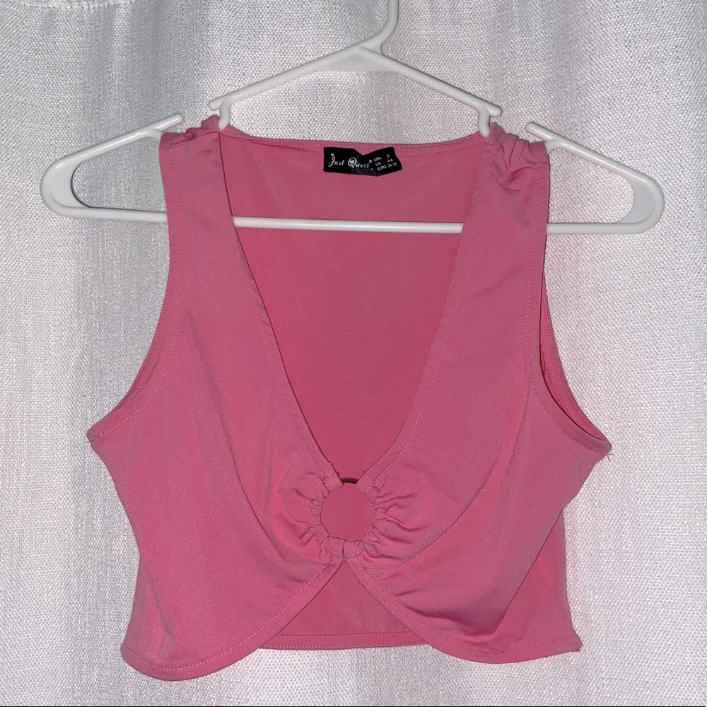 Pink crop top with O ring center